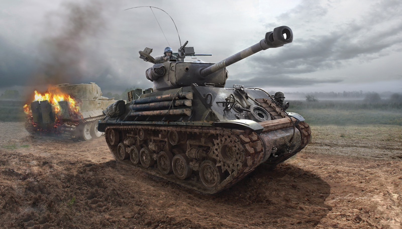 Char moyen américain M4A3E8 Sherman "Fury" > ITALERI 6529