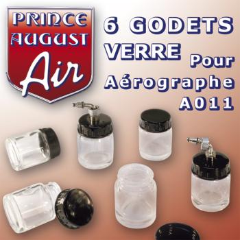 6 godets en verre pour aérographe double action A011 > PRINCE AUGUST AA040